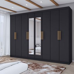 Guarda-roupa Casal Aurora 8 Portas 4 Gavetas com Espelho - Panorama Móveis - 1