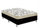Ver imagem 1 de Cama Box Casal Suede Preto + Colchão Casal Suede Bege Espuma 138x188x55