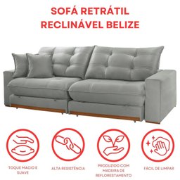 Sofá Retrátil 4 Lugares 290cm Linho Belize - 8