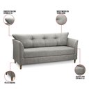 Ver imagem 3 de Sofá 3 Lugares Living para Sala Leblon 180cm Linho Cinza E03 - D’Rossi