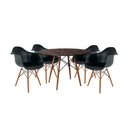 Ver imagem 1 de Conjunto De Jantar Mesa Redonda Eiffel Em Madeira 90Cm Amêndoa Com 4 Poltronas Pretas Cor: Preto