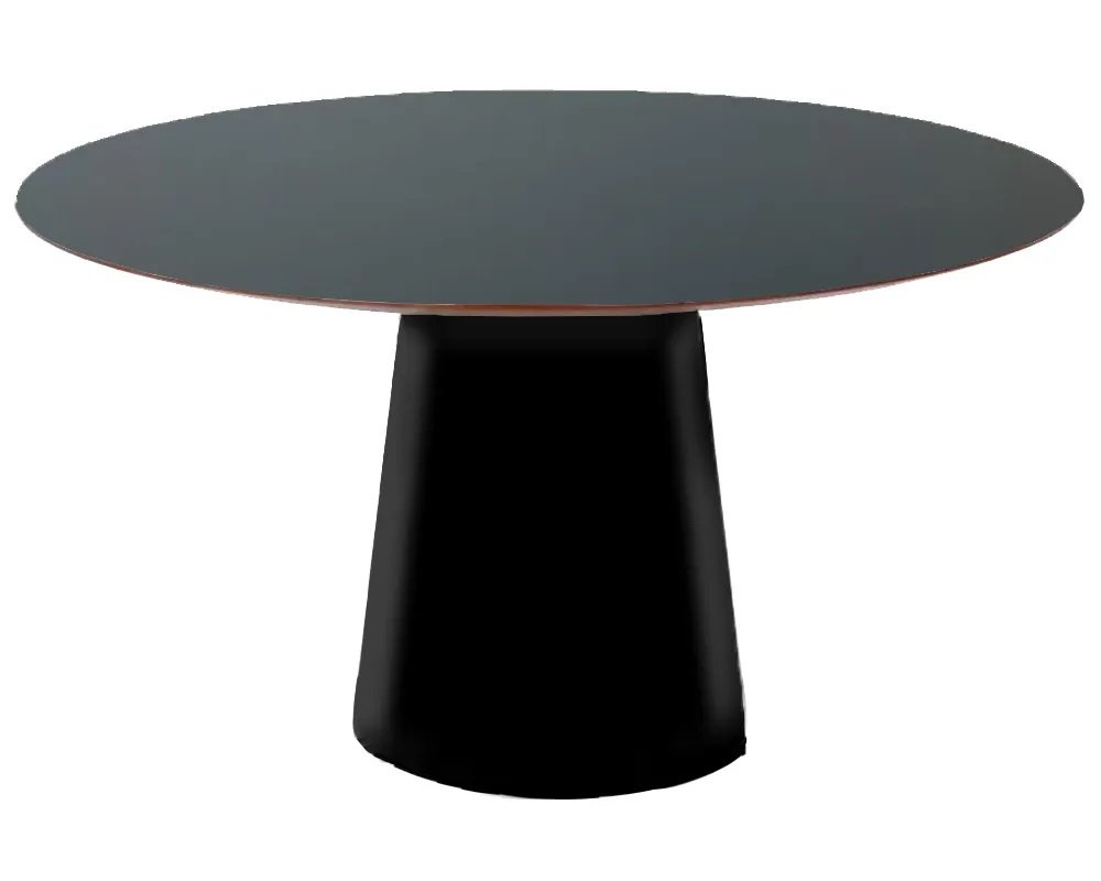 Mesa De Jantar Cone Redonda Em Fibra Com Base Preta E Tampo De Madeira ...