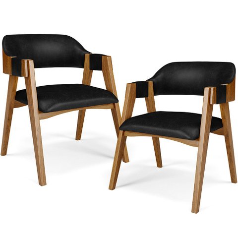 Kit 02 Cadeiras para Sala de Jantar e Estar Living Estofada Suran L02 Couríssimo Preto - Lyam Lyam D