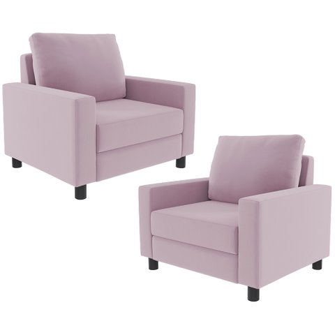 Kit 2 Poltronas Decorativas para e Recepção Malta L02 Suede Rosê - Lyam Decor