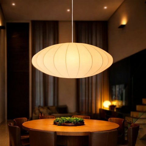 Luminária Pendente Tecido Seda Bubble 80 Cm Acienda Tec15