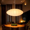 Ver imagem 1 de Luminária Pendente Tecido Seda Bubble 80 Cm Acienda Tec15