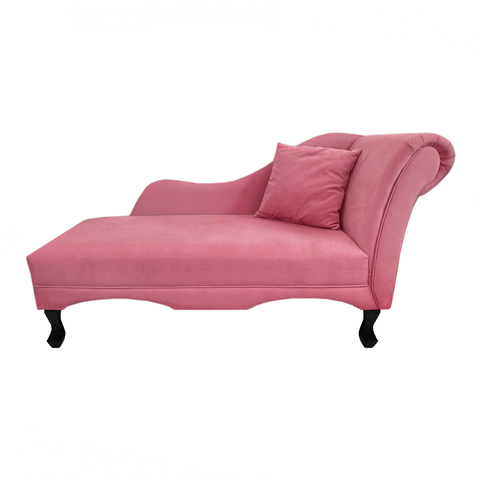 Recamier Estofado Decorativo Olívia Esquerdo de Quem Senta Suede Rosa Barbie - Incasa Decor
