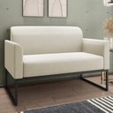 Ver imagem 2 de Kit Namoradeira e 1 Poltrona Decorativa Base Industrial Preta Maressa A19 Linho Grosso Bege - Ibiza