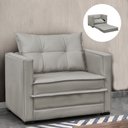 Ver imagem 1 de Poltrona Cama Retrátil Solteiro Milenni Veludo Prata B03 - D'rossi