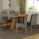 Ver imagem 1 de Conjunto Sala de Jantar Mesa Tampo de Madeira 4 Cadeiras Rustic/silver Agnes Madesa