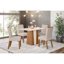 Ver imagem 1 de Conjunto: Mesa Sala Jantar Orus C/ Tampo Madeirado 120x80cm e 4 Cadeiras Vita Nature/off White -