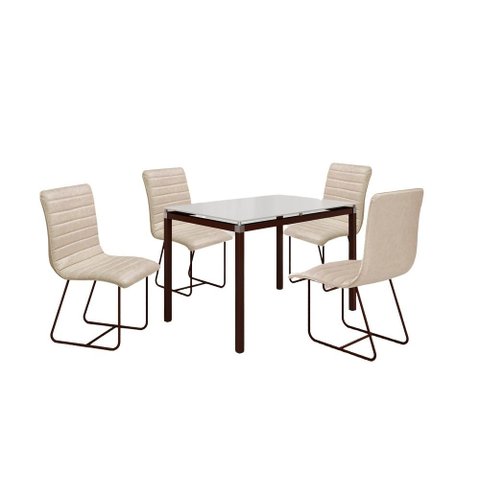 Conjunto Itália com 4 Cadeiras e Base Tocantins Bm Tubulares Off White/courissimo 133