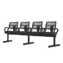 Ver imagem 1 de Longarina Zip Tela com Bracos 4 Lugares Assento Courino Preto Base Metalica - 54451