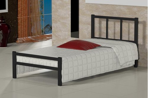 Cama Tubolar Solteiro em Aço Reforçada Alojamento, Pousadas.:solteiro Lais/preto