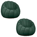 Ver imagem 1 de Kit 02 Poltrona Decorativa Concha Base Arco Giratória Veludo Cor Verde
