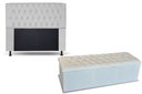 Ver imagem 1 de KIT CABECEIRA 140 + RECAMIER 140 LADY COR MATERIAL SINTÉTICO BRANCO TOPÁZIO DECOR