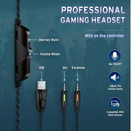 Fone Headset Gamer para Pc Celular e Videogame K1-B Azul - 5