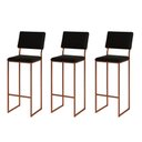 Ver imagem 1 de Kit 3 Banquetas com Encosto Industrial e Moderna Nina Cobre e Corino Preto