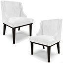 Ver imagem 1 de Kit 2 Cadeiras Decorativas Sala de Jantar Base Fixa de Madeira Firenze PU Branco Brilho/Preto G19 -