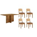 Ver imagem 1 de Conjunto: Mesa Sala Jantar Berlim Curvo 120cm + 4 Cadeiras Havana Naturale - Corano Capuccino -
