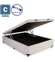 Ver imagem 3 de Cama Báu Box Base Casal Sintético Bege com Pistões a Gás.