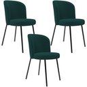 Ver imagem 1 de Kit 3 Cadeiras Sala de Jantar Estofada Gavi L02 Bouclê Verde - Lyam Decor