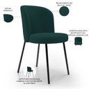 Ver imagem 4 de Kit 3 Cadeiras Sala de Jantar Estofada Gavi L02 Bouclê Verde - Lyam Decor