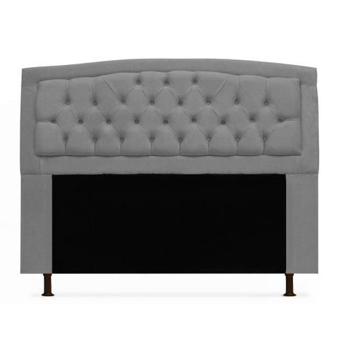Cabeceira Geovana Para Cama Box Queen Size 160cm com Capitonê Suede - Ecotec Decor:Cinza