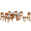Ver imagem 1 de Mesa de Jantar Carolina 180cm Tampo MDF Vidro Canto Copo com 6 Cadeiras Copper