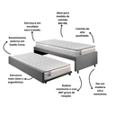 Ver imagem 4 de Bicama Box Solteiro Suede Cinza 88x188 com Dois Colchões Hanover Molas Ensacadas Inducol