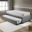 Ver imagem 3 de Bicama Box Solteiro Suede Cinza 88x188 com Dois Colchões Hanover Molas Ensacadas Inducol