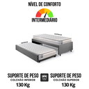 Ver imagem 6 de Bicama Box Solteiro Suede Cinza 88x188 com Dois Colchões Hanover Molas Ensacadas Inducol