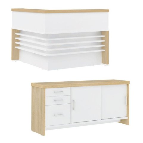 Conjunto Escritório: Balcão Atendimento 6210 + Balcão 6206