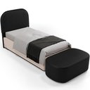 Ver imagem 5 de Cabeceira Cama Box 100cm Lanna com Puff Recamier Doha W01 Couríssimo Preto - Lyam Decor