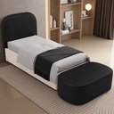 Ver imagem 1 de Cabeceira Cama Box 100cm Lanna com Puff Recamier Doha W01 Couríssimo Preto - Lyam Decor