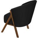 Ver imagem 3 de Kit 2 Poltrona Sala Yumi Veludo Preto Pés Madeira Maciça Castanho