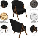 Ver imagem 5 de Kit 2 Poltrona Sala Yumi Veludo Preto Pés Madeira Maciça Castanho