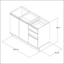 Ver imagem 3 de Balcão de Cozinha 3 Portas 2 Gavetas com Rodapé Modulada Lis Decibal