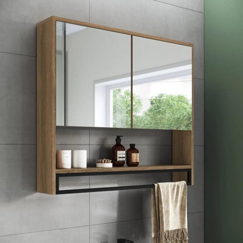 Armário de Banheiro Espelheira com 2 Portas Moscow Mel Z54 - Mpozenato