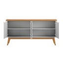 Ver imagem 4 de Buffet / Balcão Pr 1.60m 4 Portas Estilo Retrô com Pés em Madeira Maciça Cor Branco / Cinamomo