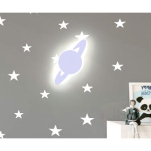 Luminária Planeta Saturno Mdf Led:branco Frio