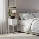 Ver imagem 6 de Mesa Cabeceira 25cm Branca 2 Gavetas MDF Metalon Design Moderno