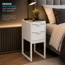 Ver imagem 4 de Mesa Cabeceira 25cm Branca 2 Gavetas MDF Metalon Design Moderno