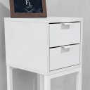 Ver imagem 3 de Mesa Cabeceira 25cm Branca 2 Gavetas MDF Metalon Design Moderno