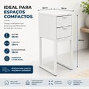 Ver imagem 2 de Mesa Cabeceira 25cm Branca 2 Gavetas MDF Metalon Design Moderno