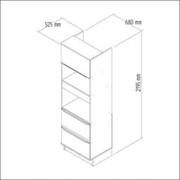 Módulo para Forno 1 Porta 2 Gavetas com Rodapé Linha Modulada Lis Decibal - 2