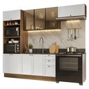 Ver imagem 4 de Cozinha Completa Vik 9 Portas 3 Gavetas MDP 270cm Rustic e Branco