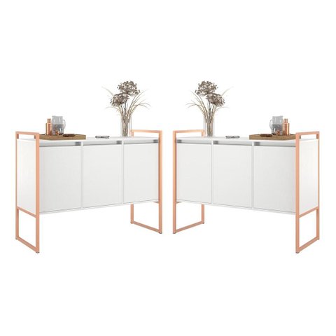 Buffet Ponto Nobre 3 Portas 2 Unidades Industrial Branco