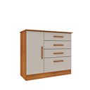 Ver imagem 2 de Cômoda 4 Gavetas 01 Porta Com Sapateira Chicago Tcil Móveis Comoda Chicago Cinamomo C/ Off White