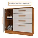 Ver mais imagens de Cômoda 4 Gavetas 01 Porta Com Sapateira Chicago Tcil Móveis Comoda Chicago Cinamomo C/ Off White